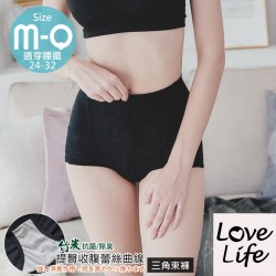 【M368】魔塑窈窕輕塑竹炭蕾絲收腹美型塑褲 M-XXL (黑)